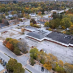 Aerial view of vacant Family Square Plaza in Lisle