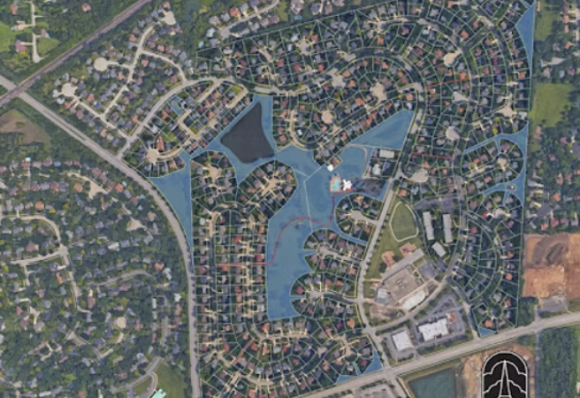 Map of Steeple Run in Naperville, IL