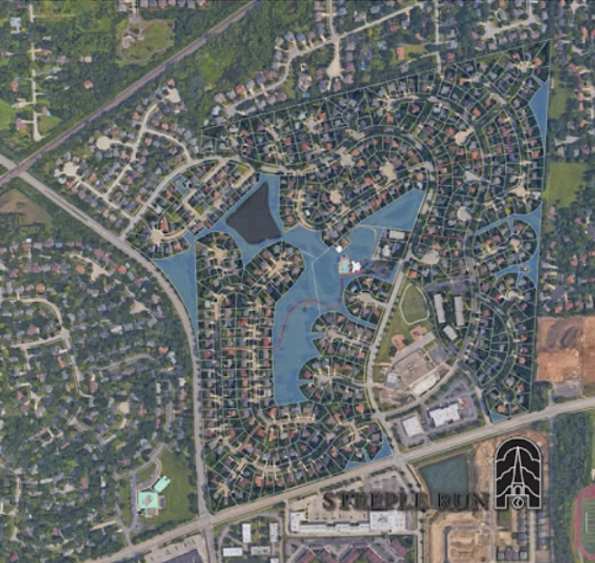 Map of Steeple Run in Naperville, IL